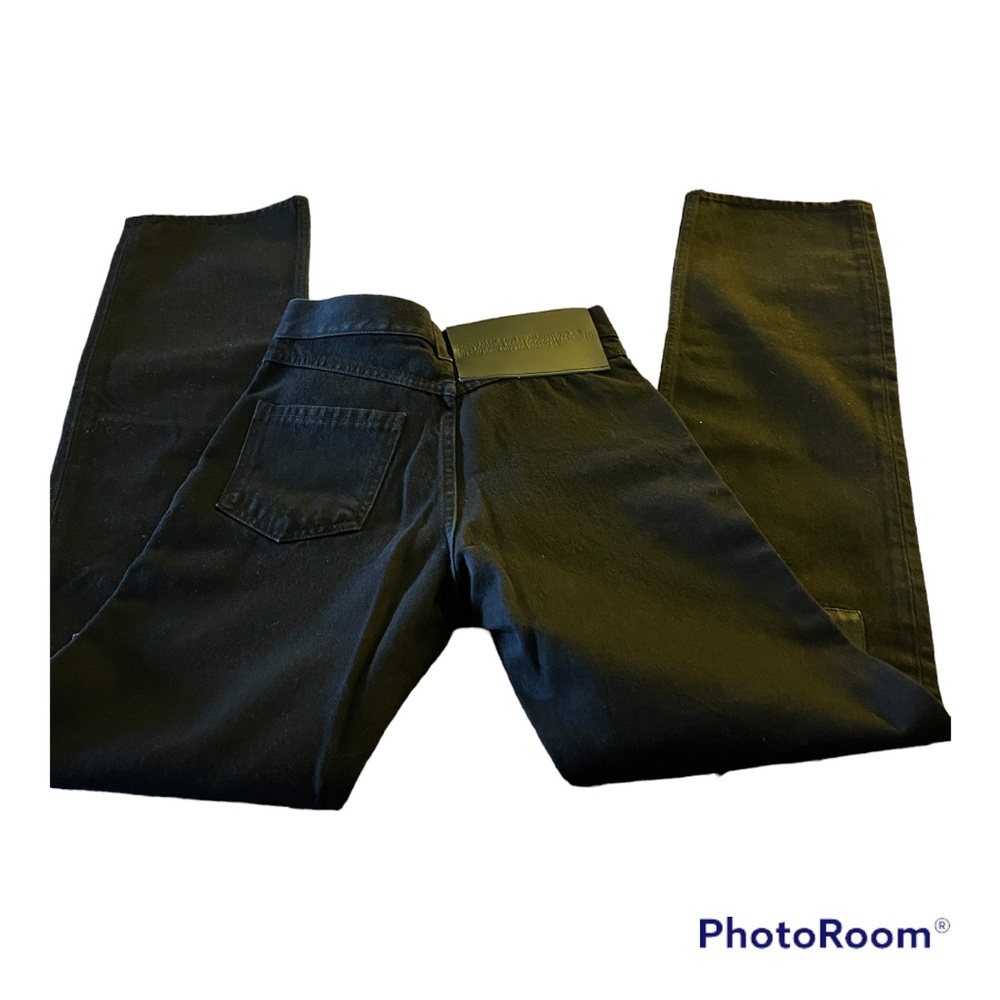 Calvin Klein 205w39 black size 24 cotton jeans with silk knee patches New